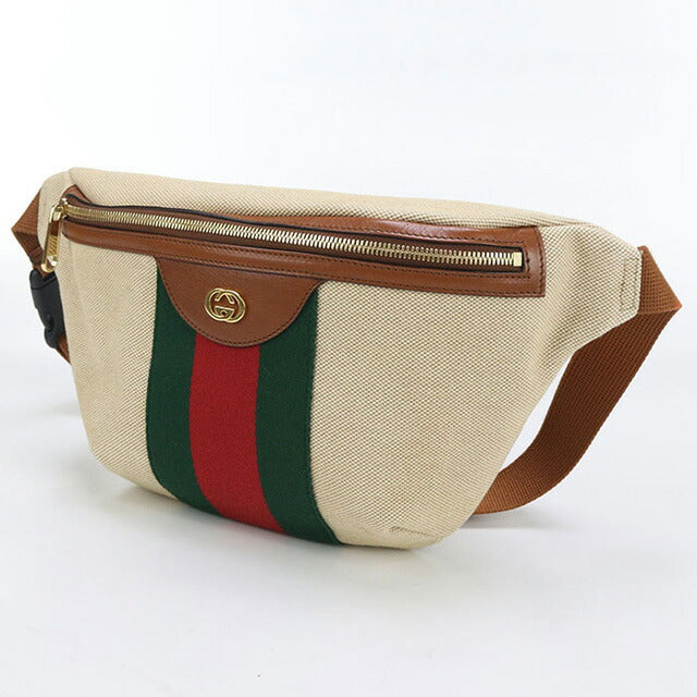中古 グッチ ボディバッグ レディース ブランド GUCCI ヴィンテージキャンバス ベルトバッグ レザー 575082 ベージュ バッグ USDGU97415011