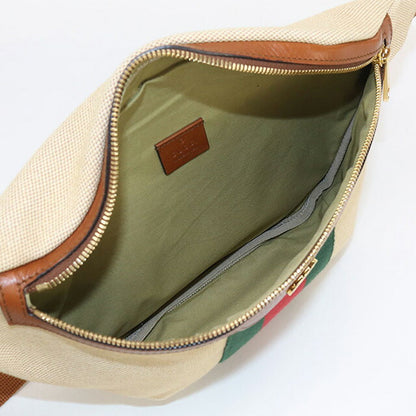中古 グッチ ボディバッグ レディース ブランド GUCCI ヴィンテージキャンバス ベルトバッグ レザー 575082 ベージュ バッグ USDGU97415011