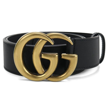 Used Gucci belt ladies brand GUCCI GG Marmont wide belt leather 400593 black accessory USDGU97474011