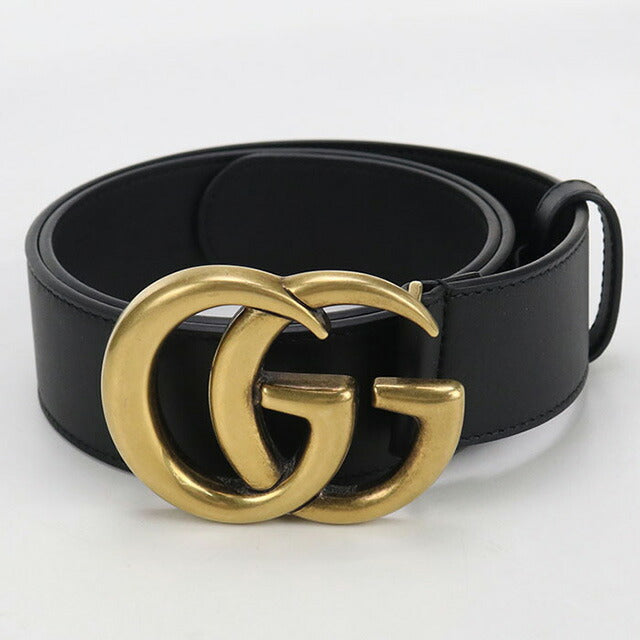 Used Gucci belt ladies brand GUCCI GG Marmont wide belt leather 400593 black accessory USDGU97474011