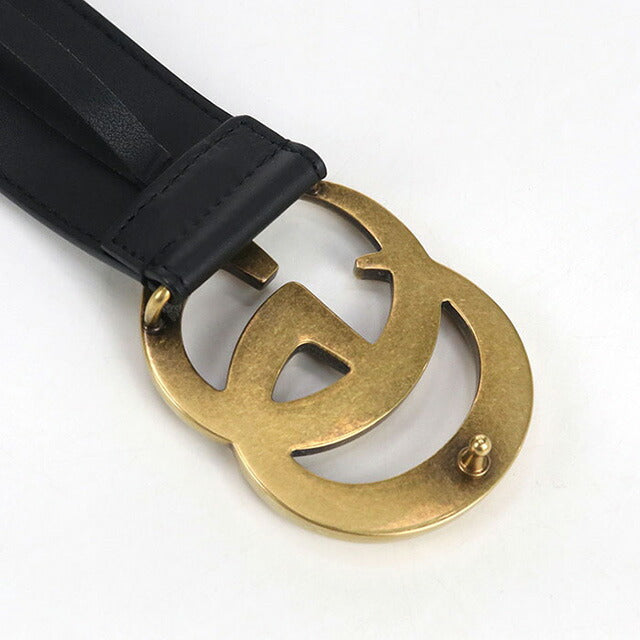 Used Gucci belt ladies brand GUCCI GG Marmont wide belt leather 400593 black accessory USDGU97474011