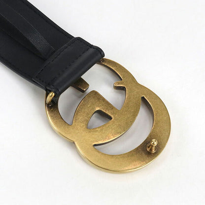 Used Gucci belt ladies brand GUCCI GG Marmont wide belt leather 400593 black accessory USDGU97474011