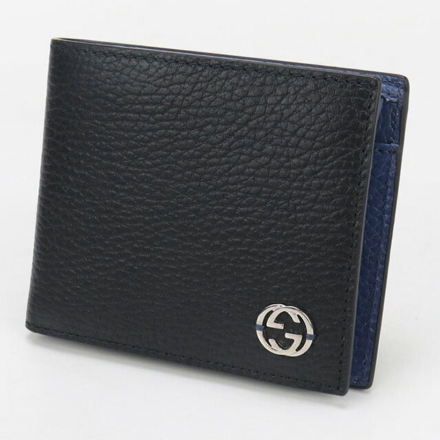 中古 グッチ 二折財布 メンズ ブランド GUCCI インターロッキングG コインウォレット レザー 610466 ブラック 財布 USDGU97672011