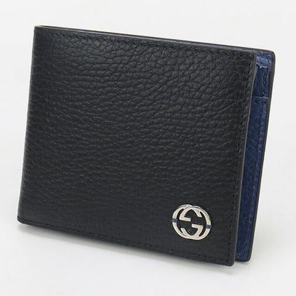 中古 グッチ 二折財布 メンズ ブランド GUCCI インターロッキングG コインウォレット レザー 610466 ブラック 財布 USDGU97672011