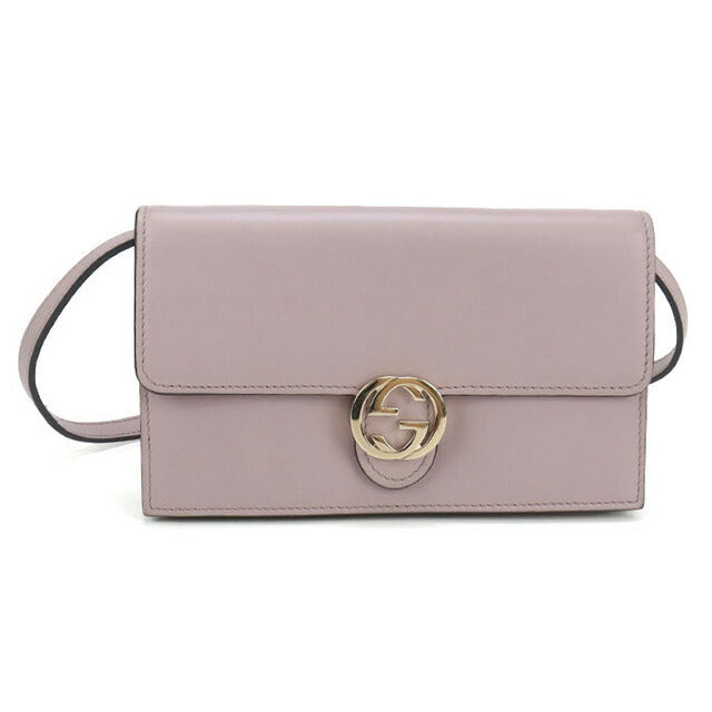 中古 グッチ 長財布二折 レディース ブランド GUCCI インターロッキングG レザー 369664 ピンク 財布 USDGU97874011