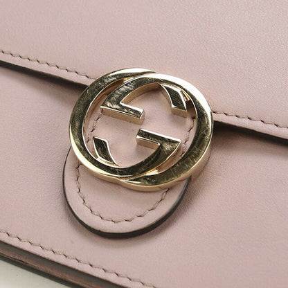 中古 グッチ 長財布二折 レディース ブランド GUCCI インターロッキングG レザー 369664 ピンク 財布 USDGU97874011