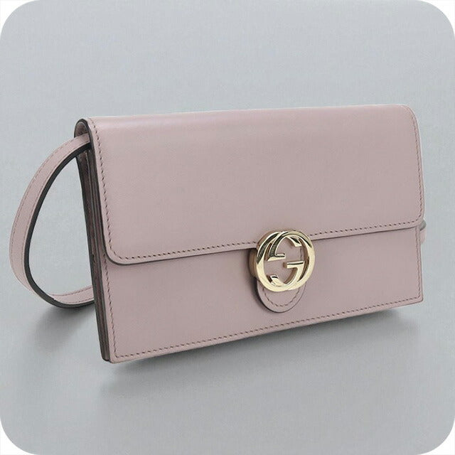 中古 グッチ 長財布二折 レディース ブランド GUCCI インターロッキングG レザー 369664 ピンク 財布 USDGU97874011