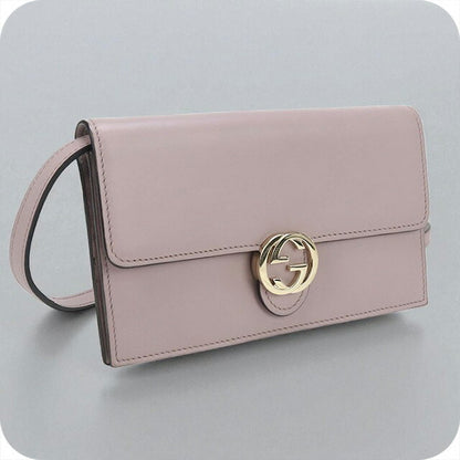 中古 グッチ 長財布二折 レディース ブランド GUCCI インターロッキングG レザー 369664 ピンク 財布 USDGU97874011