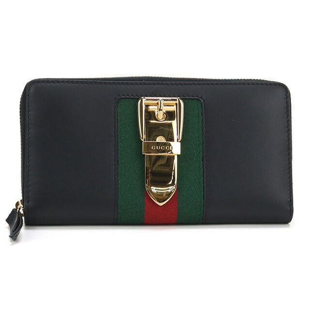 中古 グッチ 長財布ラウンドファスナー レディース ブランド GUCCI シルヴィ ジップアラウンド長財布 レザー 476083 ブラック 財布 USDGU97962011