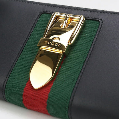 中古 グッチ 長財布ラウンドファスナー レディース ブランド GUCCI シルヴィ ジップアラウンド長財布 レザー 476083 ブラック 財布 USDGU97962011
