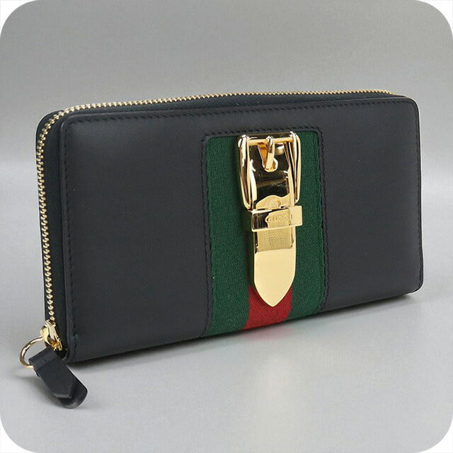 中古 グッチ 長財布ラウンドファスナー レディース ブランド GUCCI シルヴィ ジップアラウンド長財布 レザー 476083 ブラック 財布 USDGU97962011
