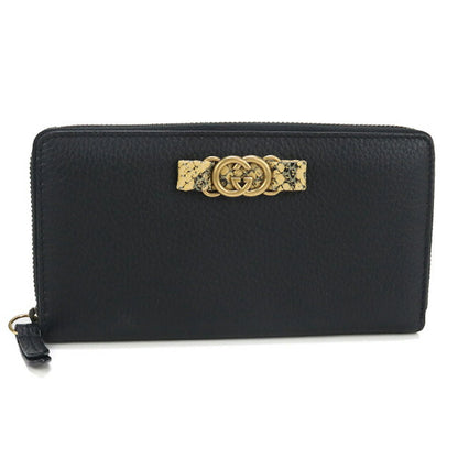 中古 グッチ 長財布ラウンドファスナー レディース ブランド GUCCI インターロッキングG ジップアラウンド長財布 レザー 750458 ブラック USDGU97963011