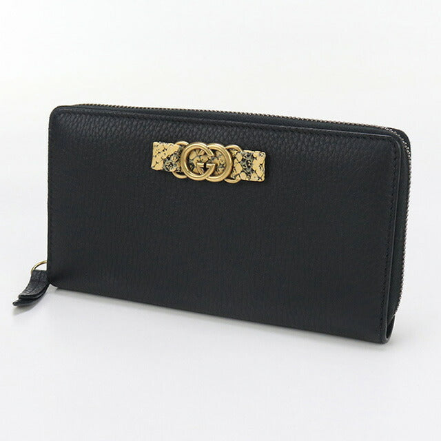 中古 グッチ 長財布ラウンドファスナー レディース ブランド GUCCI インターロッキングG ジップアラウンド長財布 レザー 750458 ブラック USDGU97963011