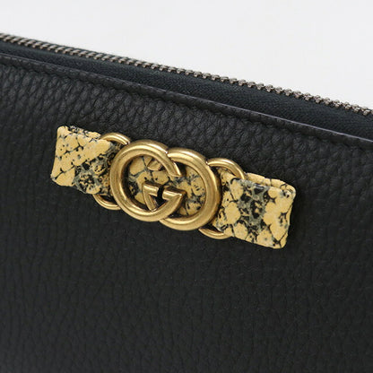 中古 グッチ 長財布ラウンドファスナー レディース ブランド GUCCI インターロッキングG ジップアラウンド長財布 レザー 750458 ブラック USDGU97963011