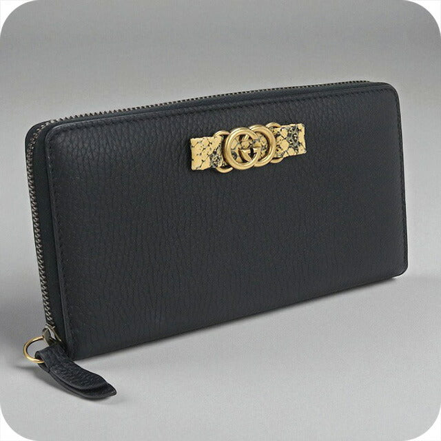 中古 グッチ 長財布ラウンドファスナー レディース ブランド GUCCI インターロッキングG ジップアラウンド長財布 レザー 750458 ブラック USDGU97963011