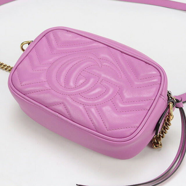 中古 グッチ 斜め掛け ショルダーバッグ レディース ブランド GUCCI GGマーモント ミニ カメラバッグ レザー 448065 ピンク バッグ USDGU98747011