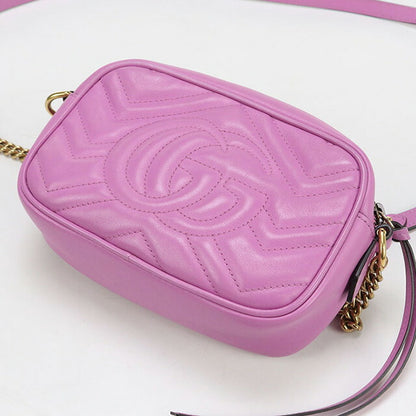 中古 グッチ 斜め掛け ショルダーバッグ レディース ブランド GUCCI GGマーモント ミニ カメラバッグ レザー 448065 ピンク バッグ USDGU98747011