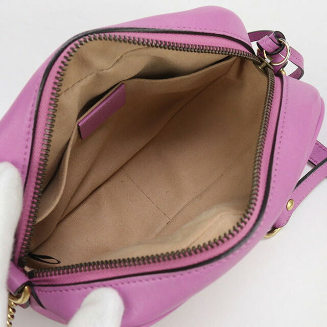 中古 グッチ 斜め掛け ショルダーバッグ レディース ブランド GUCCI GGマーモント ミニ カメラバッグ レザー 448065 ピンク バッグ USDGU98747011