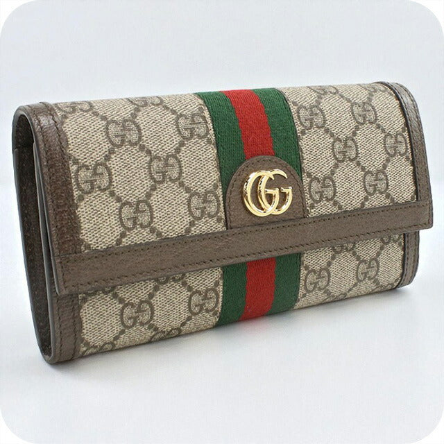中古 グッチ 長財布ニ折小銭入付き レディース ブランド GUCCI オフィディア GG コンチネンタルウォレット レザー 523153 ベージュ 財布 USDGU98808011