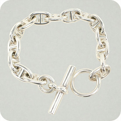中古 エルメス ブレスレット ユニセックス ブランド HERMES シェーヌダンクルMM 15コマ シルバー アクセサリー USDHE100450011