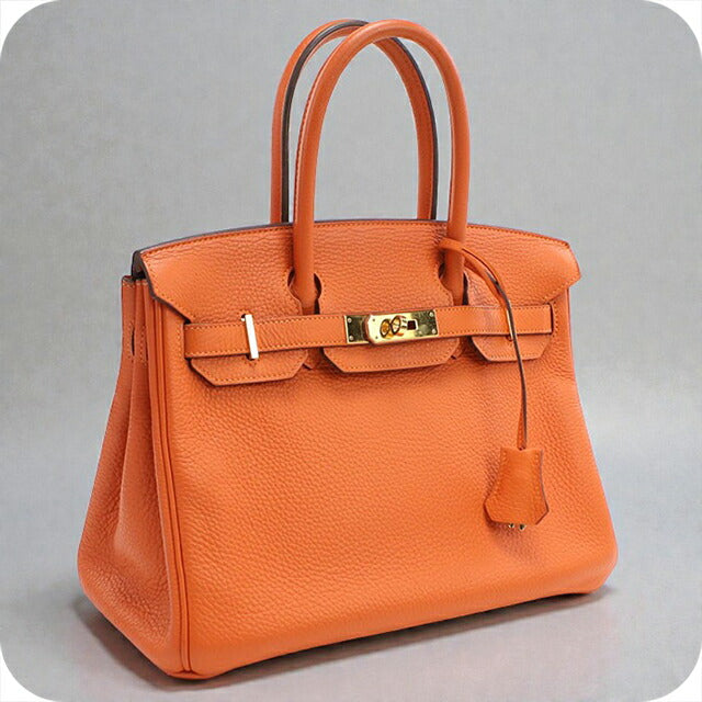 二手 Hermes 手提包 女士品牌 HERMES Birkin 30 橙色包 USDHE101820011