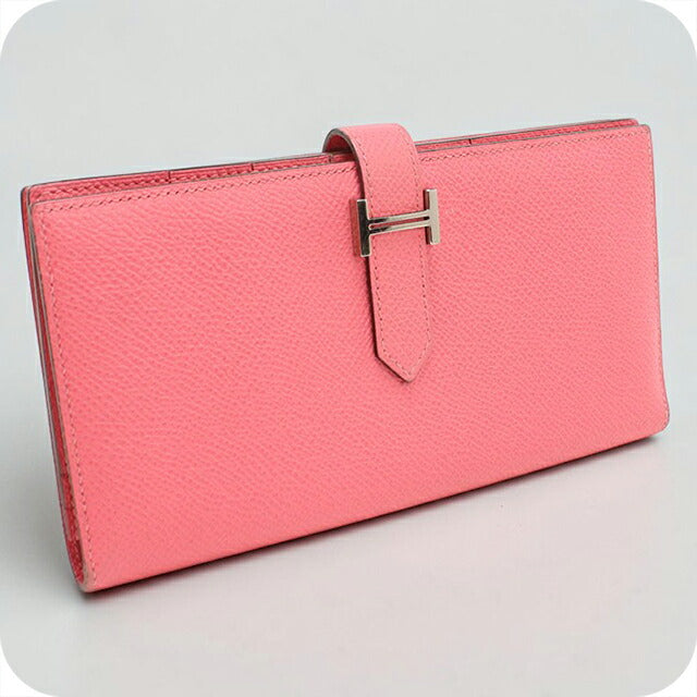 Used Hermes long wallet bi-fold ladies brand HERMES Bear Souffle Pink USDHE102615011