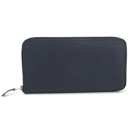 Used Hermes long wallet round zipper unisex brand HERMES Azap long silk in blue USDHE103558011