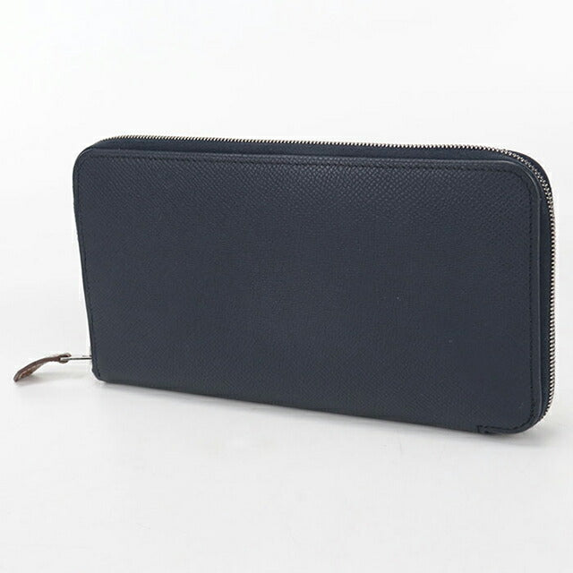 Used Hermes long wallet round zipper unisex brand HERMES Azap long silk in blue USDHE103558011