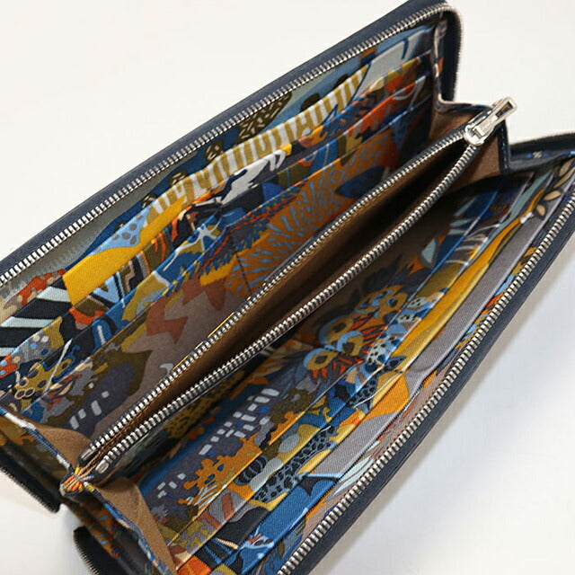 Used Hermes long wallet round zipper unisex brand HERMES Azap long silk in blue USDHE103558011