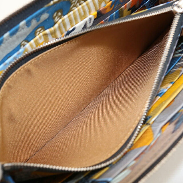 Used Hermes long wallet round zipper unisex brand HERMES Azap long silk in blue USDHE103558011