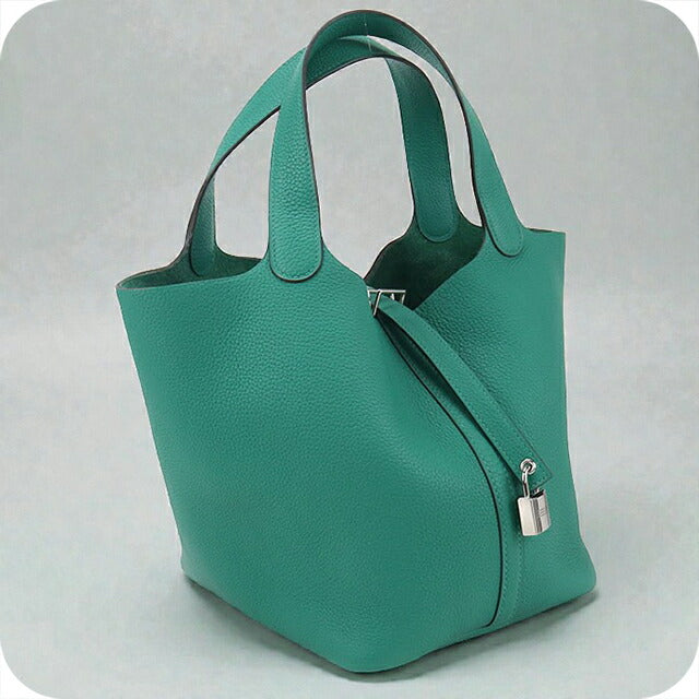 二手 Hermes 手提包 女士品牌 HERMES Picotan Lock MM 绿色包 USDHE103885011