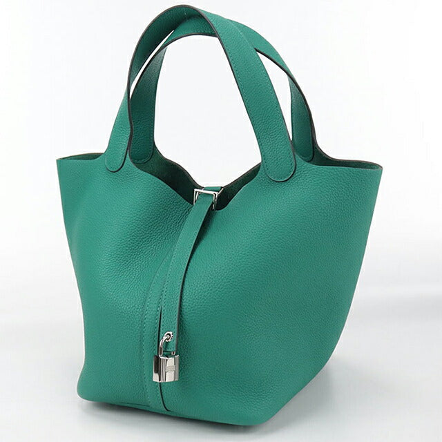 二手 Hermes 手提包 女士品牌 HERMES Picotan Lock MM 绿色包 USDHE103885011