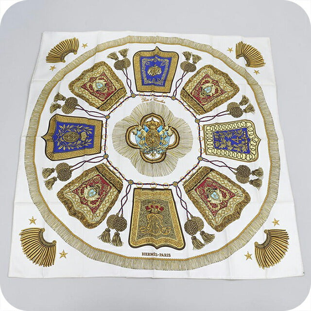 Used Hermes Scarf Unisex Brand HERMES Carre90 Beige USDHE105558011