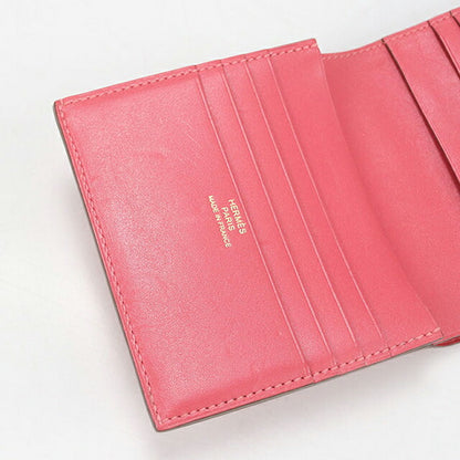 中古 エルメス 二つ折り財布 二折財布 レディース ブランド HERMES ベアン レクトベルソ レザー ピンク USDHE105671011