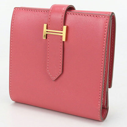 中古 エルメス 二つ折り財布 二折財布 レディース ブランド HERMES ベアン レクトベルソ レザー ピンク USDHE105671011