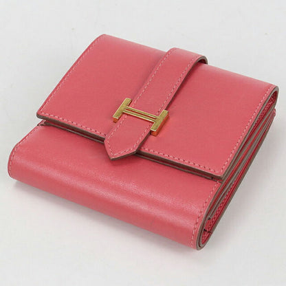 中古 エルメス 二つ折り財布 二折財布 レディース ブランド HERMES ベアン レクトベルソ レザー ピンク USDHE105671011