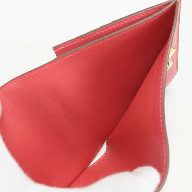 中古 エルメス 二つ折り財布 二折財布 レディース ブランド HERMES ベアン レクトベルソ レザー ピンク USDHE105671011