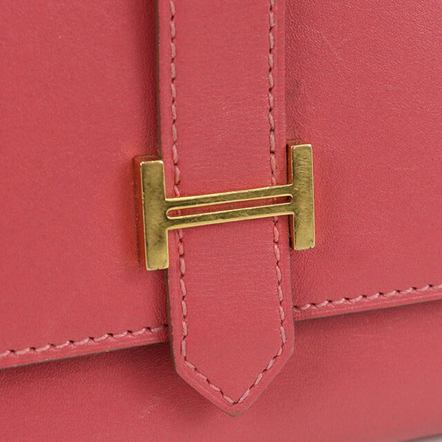 中古 エルメス 二つ折り財布 二折財布 レディース ブランド HERMES ベアン レクトベルソ レザー ピンク USDHE105671011