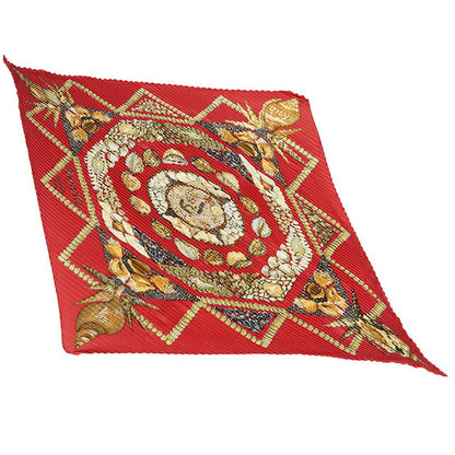 Used Hermes Scarf Unisex Brand HERMES Pleated Carre Red USDHE106177011