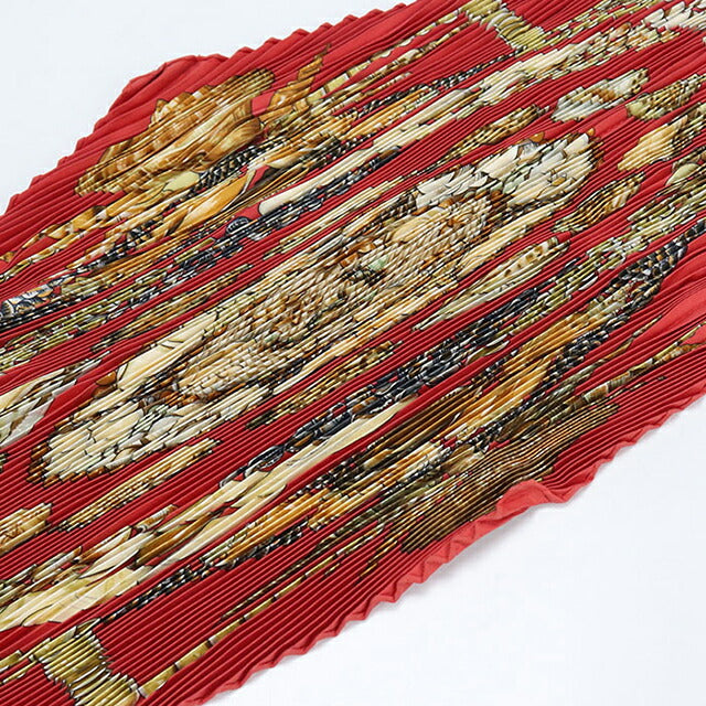 Used Hermes Scarf Unisex Brand HERMES Pleated Carre Red USDHE106177011