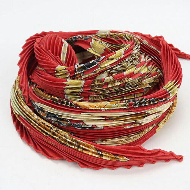 Used Hermes Scarf Unisex Brand HERMES Pleated Carre Red USDHE106177011