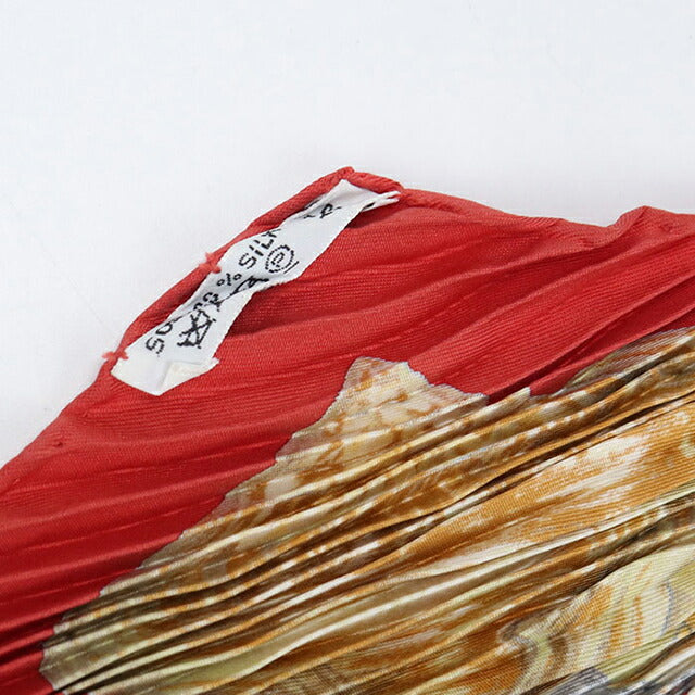 Used Hermes Scarf Unisex Brand HERMES Pleated Carre Red USDHE106177011