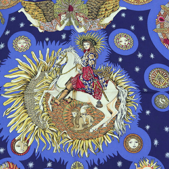週末限定価格/HERMESエルメス スカーフ カレ90COSMOS ブルー 中古 エルメス スカーフ ユニセックス ブランド HERMES カレ90 ブルー