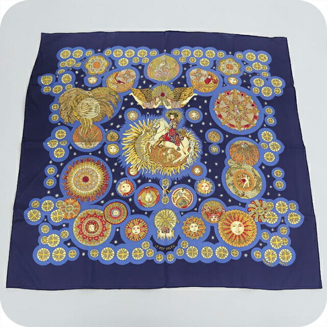 中古 エルメス スカーフ ユニセックス ブランド HERMES カレ90 ブルー USDHE106601011