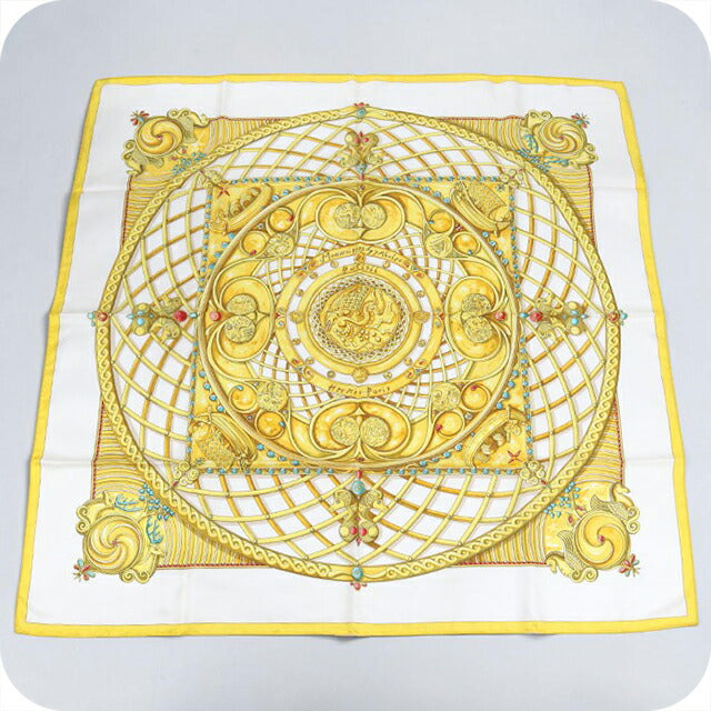 Used Hermes Scarf Unisex Brand HERMES Carre90 Yellow USDHE106835011