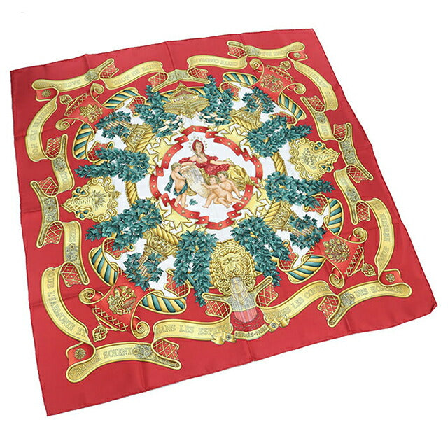 中古 エルメス スカーフ ユニセックス ブランド HERMES カレ90 レッド USDHE106844011