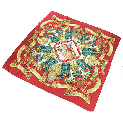 中古 エルメス スカーフ ユニセックス ブランド HERMES カレ90 レッド USDHE106844011