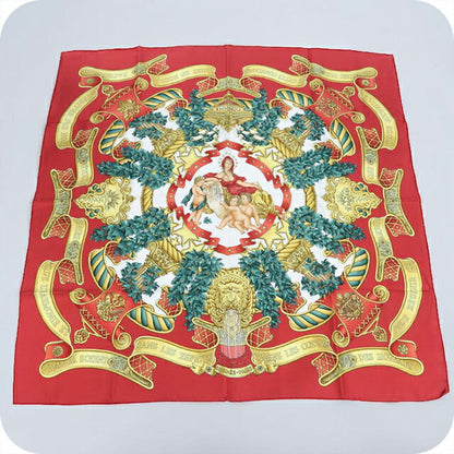 中古 エルメス スカーフ ユニセックス ブランド HERMES カレ90 レッド USDHE106844011