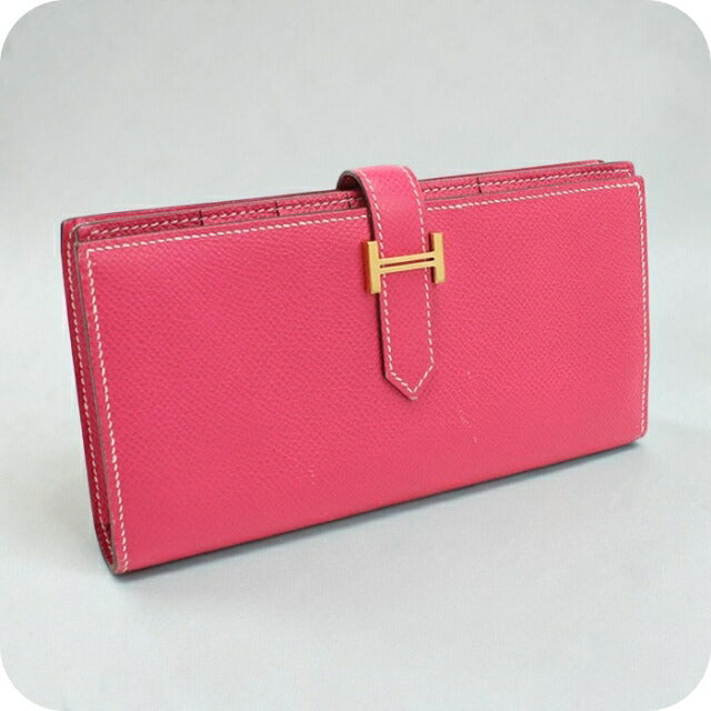 中古 エルメス 長財布ニ折小銭入付き レディース ブランド HERMES ベアンスフレ ピンク USDHE108599011