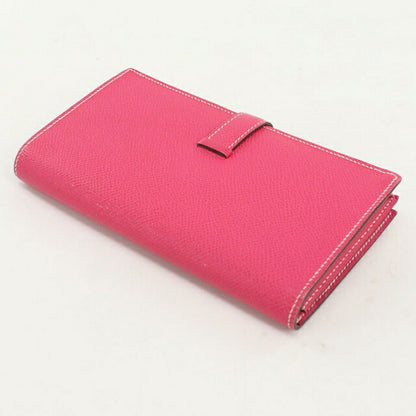 Used Hermes long wallet with double fold coin purse ladies brand HERMES Bear Souffle Pink USDHE108599011